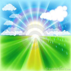 por-do-sol-do-verão-chuva-arco-íris-e-estrada-amarela-14945640